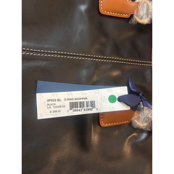 Dooney & Bourke O-Ring Shopper Black Leather Tote Bag NWT 5P832 BL $268 MSRP - Picture 6 of 15